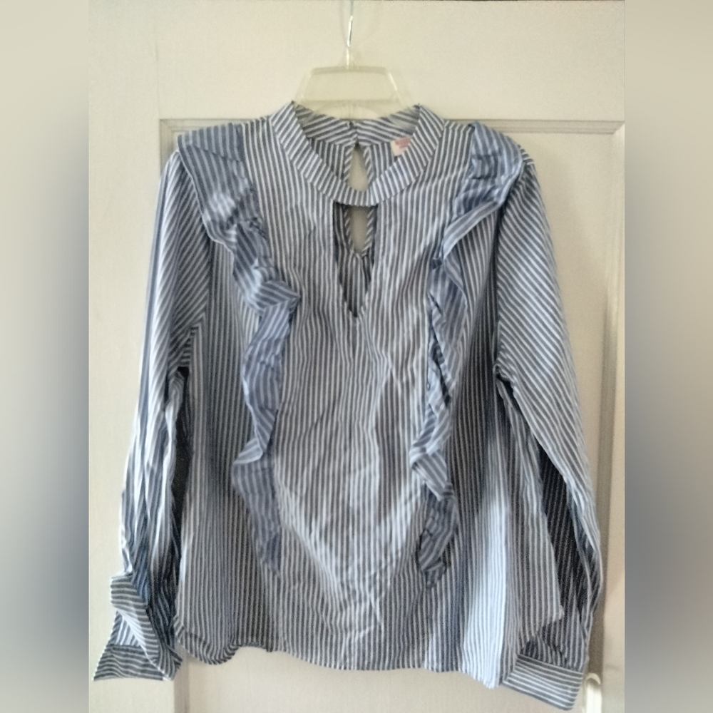 Preppy Ruffle Stripe Blouse – Feminine Flair Meets Everyday Chic